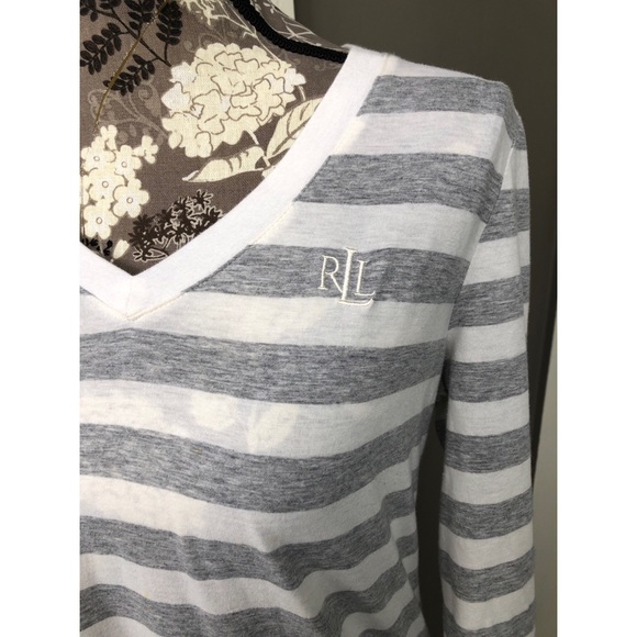 RALPH LAUREN grey/white cotton long sleeve - Picture 3 of 4